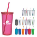 24 Oz. Double Wall Acrylic Tumbler With Straw